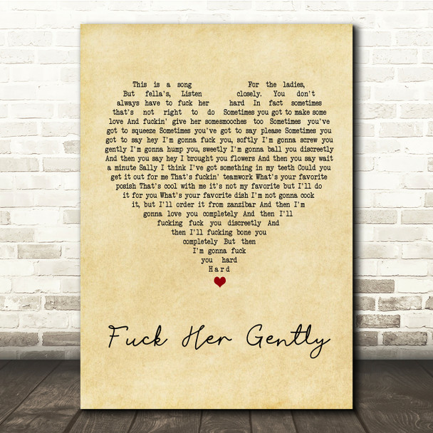 Tenacious D Fuck Her Gently Vintage Heart Song Lyric Quote Print