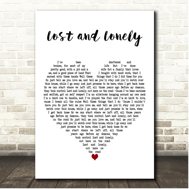 Aaron Lewis Lost and Lonely White Heart Song Lyric Print