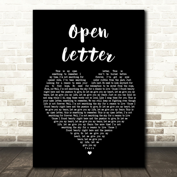 The Amity Affliction Open Letter Black Heart Song Lyric Quote Print