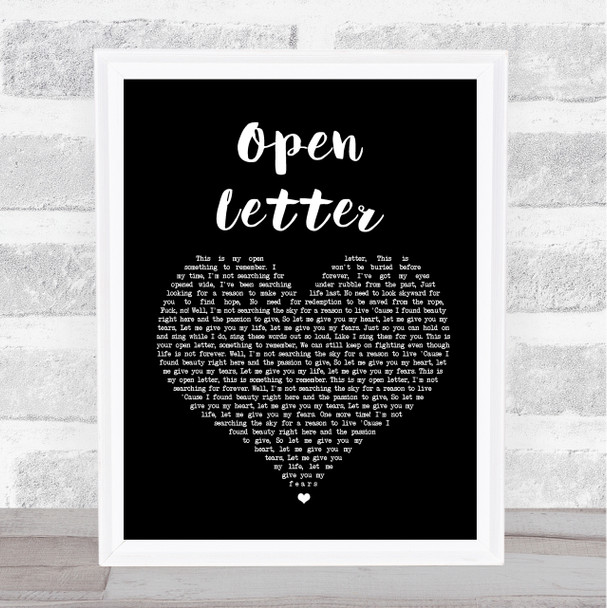 The Amity Affliction Open Letter Black Heart Song Lyric Quote Print