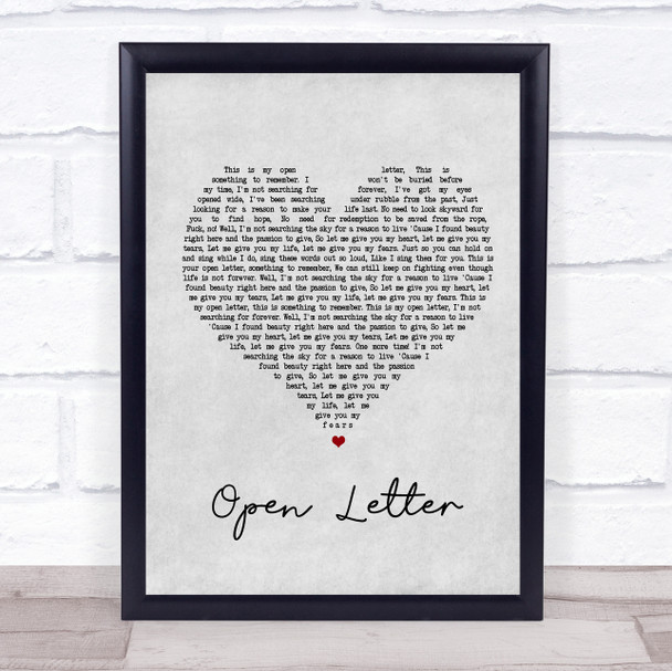 The Amity Affliction Open Letter Grey Heart Song Lyric Quote Print