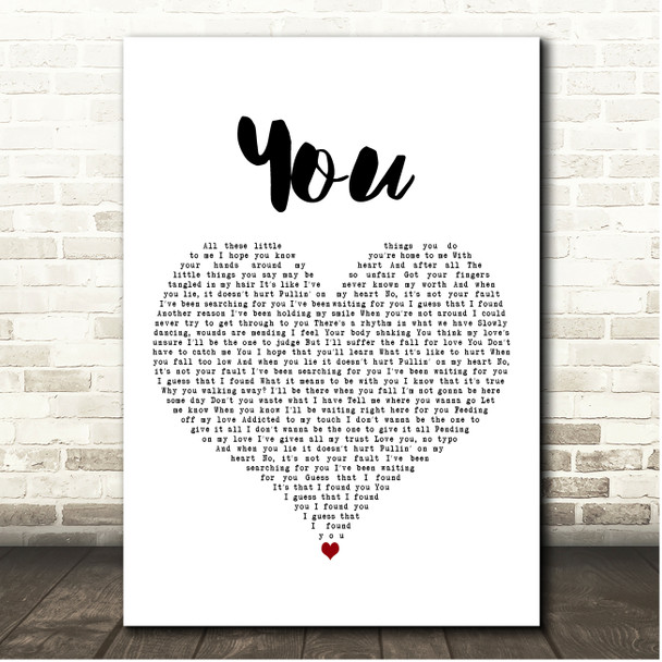 Louyah You White Heart Song Lyric Print