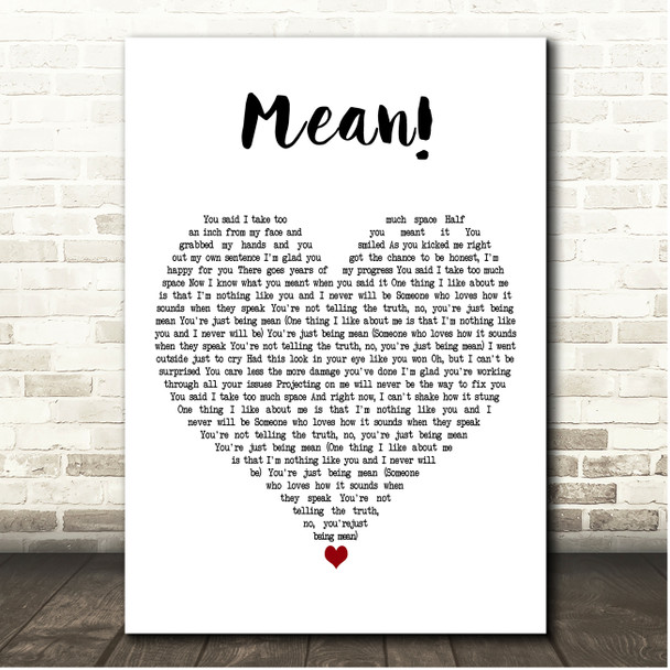 Madeline The Person Mean! White Heart Song Lyric Print