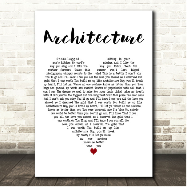 Maisie Peters Architecture White Heart Song Lyric Print