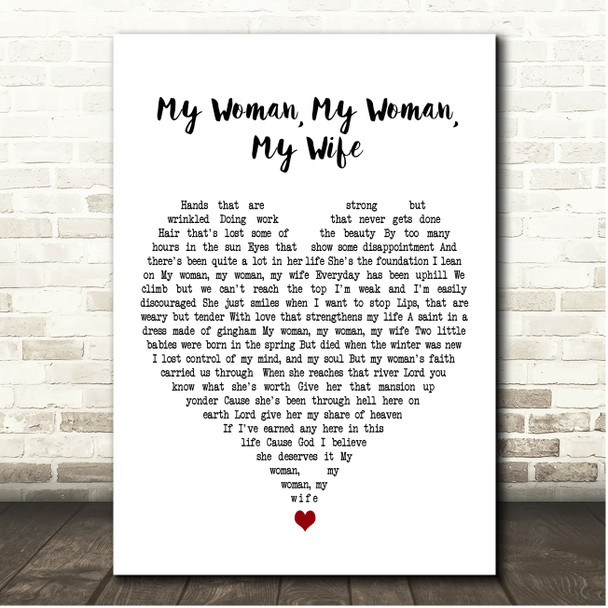 Marty Robbins My Woman, My Woman, My Wife White Heart Song Lyric Print