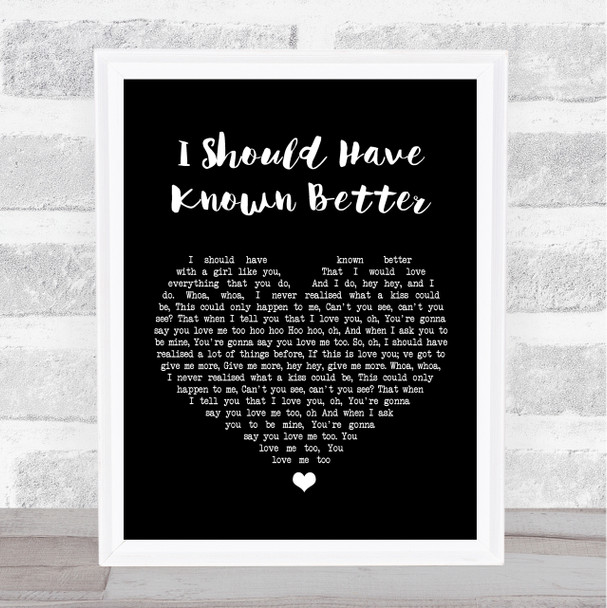 The Beatles I Should Have Known Better Black Heart Song Lyric Quote Print