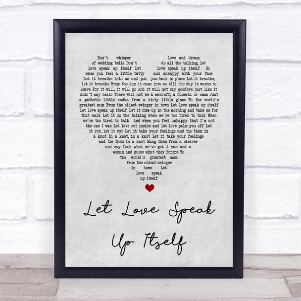 The Beautiful South Let Love Speak Up Itself Grey Heart Song Lyric Quote Print