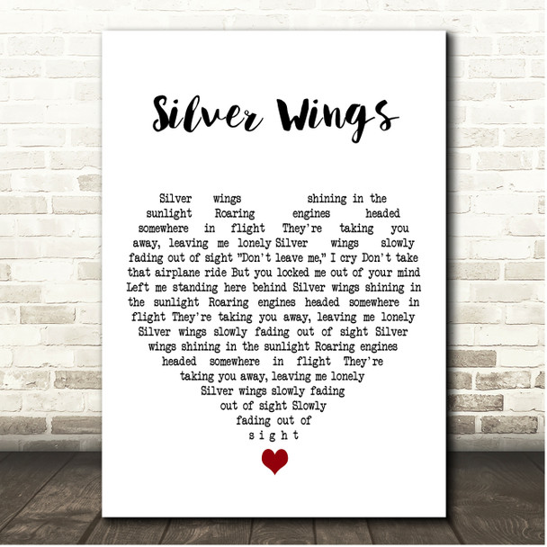 Merle Haggard Silver Wings White Heart Song Lyric Print