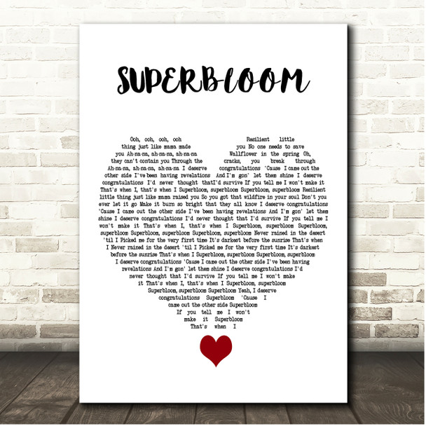 MisterWives SUPERBLOOM White Heart Song Lyric Print