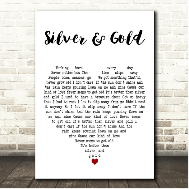 Neil Young Silver & Gold White Heart Song Lyric Print