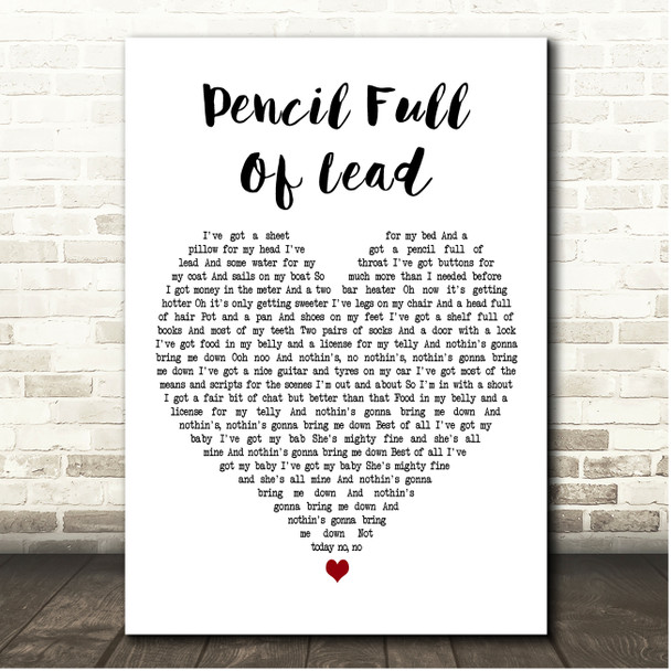 Paolo Nutini Pencil Full Of Lead White Heart Song Lyric Print