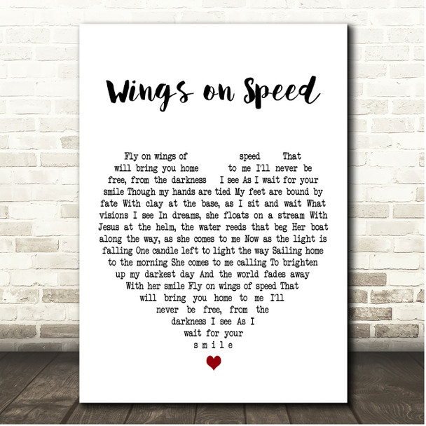 Paul Weller Wings of Speed White Heart Song Lyric Print