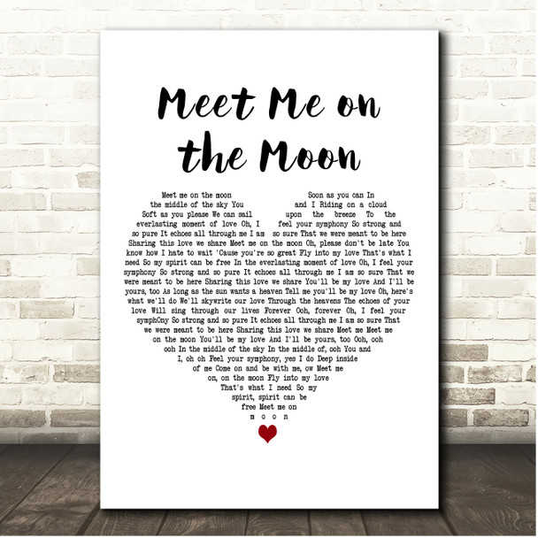 Phyllis Hyman Meet Me on the Moon White Heart Song Lyric Print