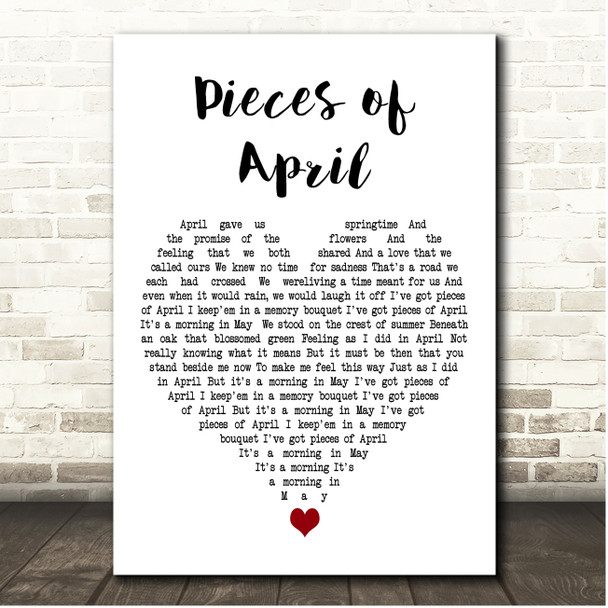 Pieces of April Pieces of April White Heart Song Lyric Print
