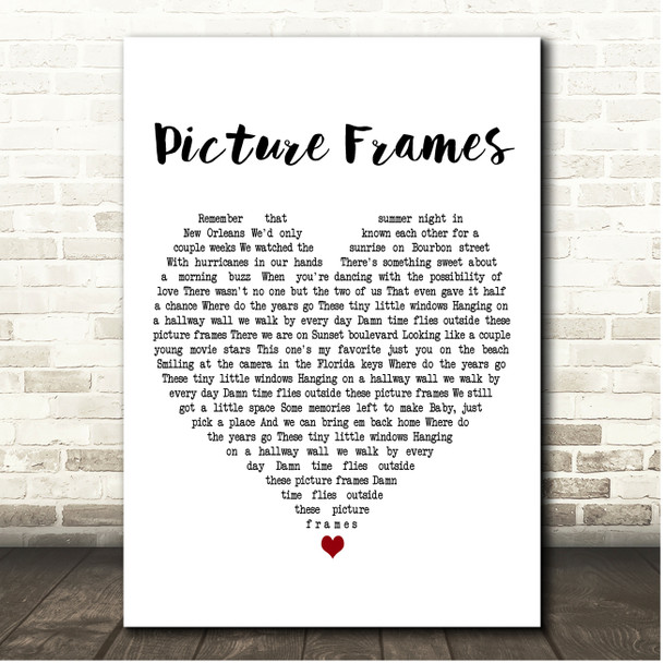 Randy Rogers Band Picture Frames White Heart Song Lyric Print