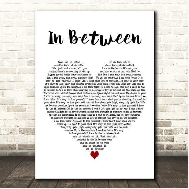 Beartooth In Between White Heart Song Lyric Print