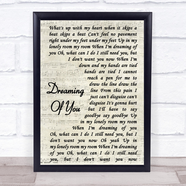 The Coral Dreaming Of You Vintage Script Song Lyric Quote Print