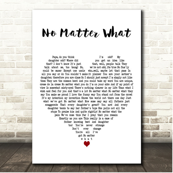 Beauty and the Beast No Matter What White Heart Song Lyric Print