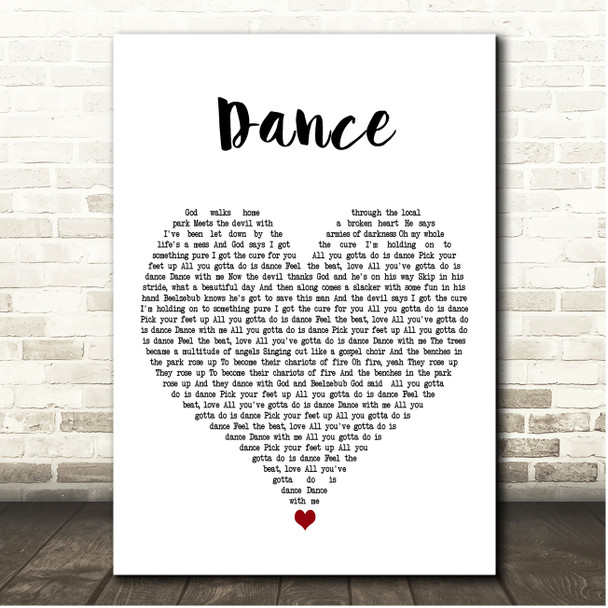 Rick Astley Dance White Heart Song Lyric Print