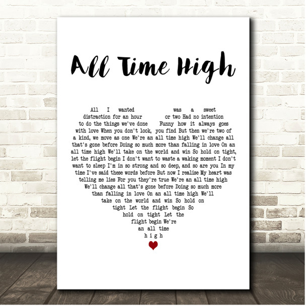 Rita Coolidge All Time High White Heart Song Lyric Print