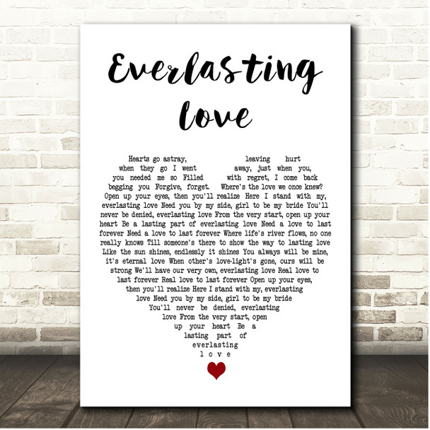 Robert Knight Everlasting Love White Heart Song Lyric Print