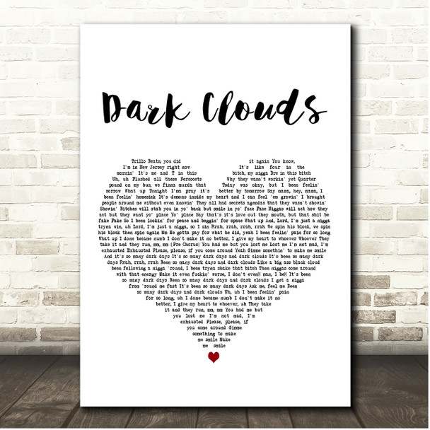 Rod Wave Dark Clouds White Heart Song Lyric Print