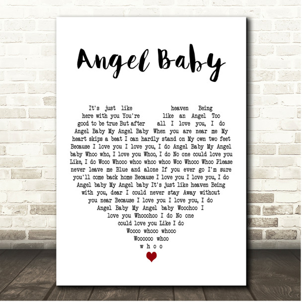 Rosie & The Originals Angel Baby White Heart Song Lyric Print