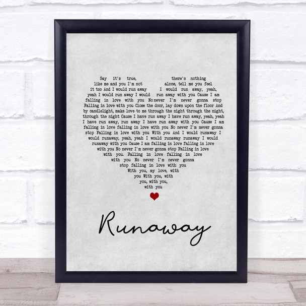 The Corrs Runaway Grey Heart Song Lyric Quote Print
