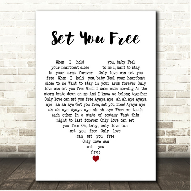 Sam Ryder Set You Free White Heart Song Lyric Print