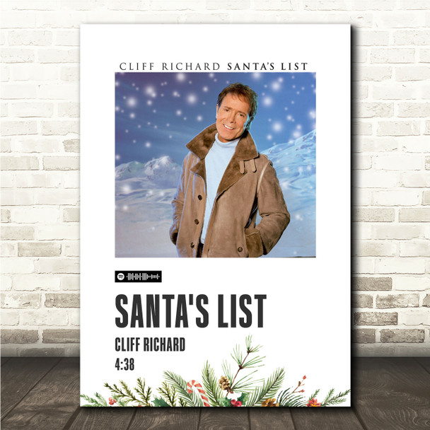 Cliff Richard Santa's List Christmas Polaroid Vintage Music Wall Art Poster Print