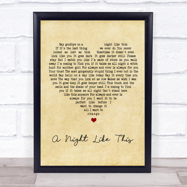 The Cure A Night Like This Vintage Heart Song Lyric Quote Print