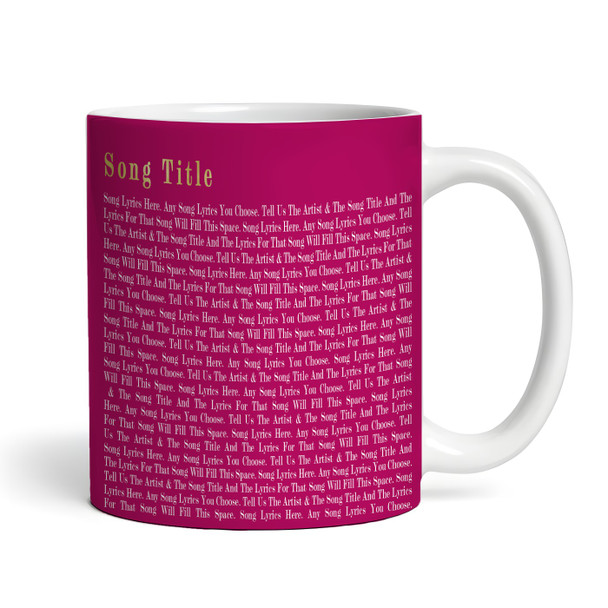 Pink Bottom Script Heart Any Song Lyrics Custom Music Gift Personalised Mug