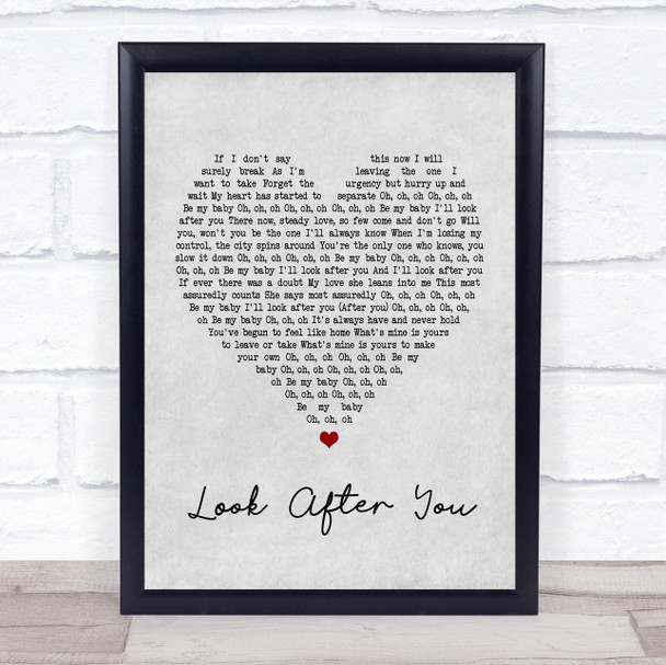 The Fray Look After You Grey Heart Song Lyric Quote Print