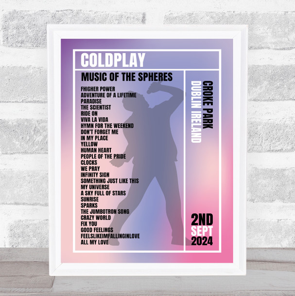 Coldplay - Concert Setlist Gig Poster Print Canvas Male Singer - Croke Park Dublin Ireland - Sept 2nd 2024