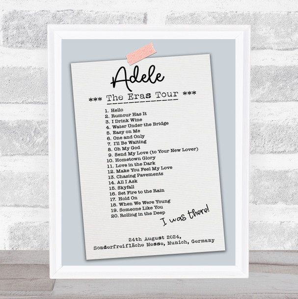 Adele - Concert Setlist Poster Print Canvas Vintage Paper - Sonderfreiflèe Messe - Aug 24th 2024
