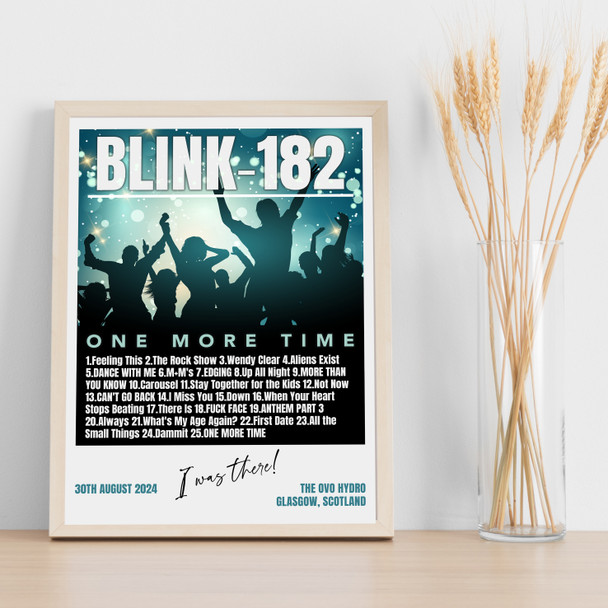 Blink-182 - Concert Setlist Gig Poster Print Canvas Green Concert - The OVO Hydro Glasgow Scotland - Aug 30th 2024