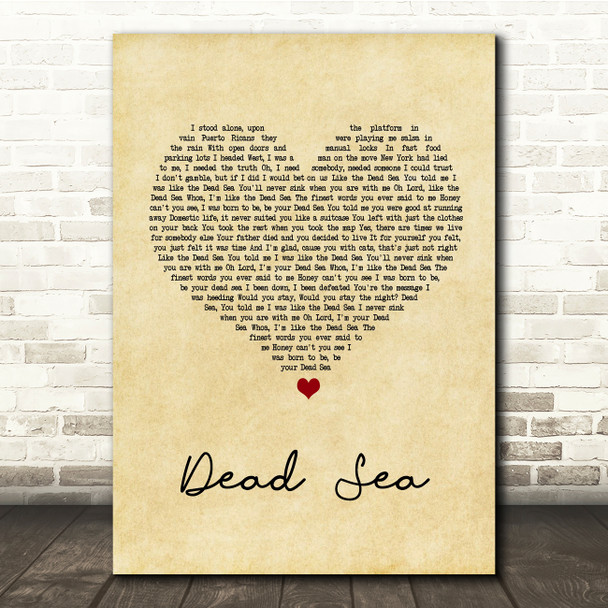 The Lumineers Dead Sea Vintage Heart Song Lyric Quote Print