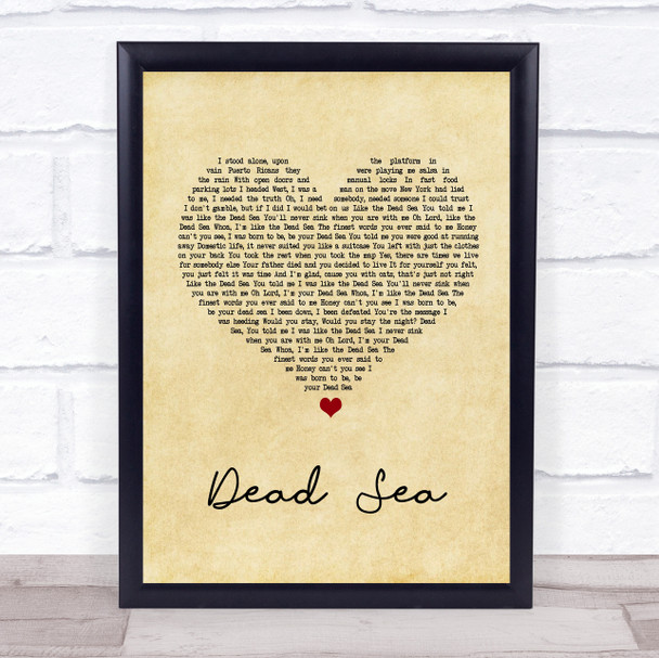 The Lumineers Dead Sea Vintage Heart Song Lyric Quote Print