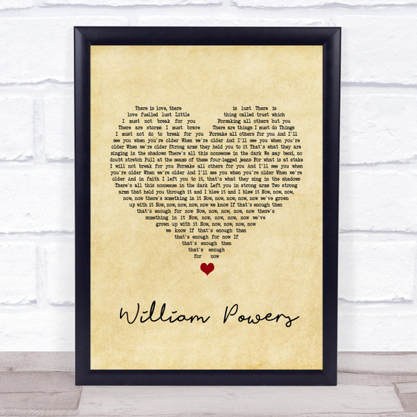 The Maccabees William Powers Vintage Heart Song Lyric Quote Print