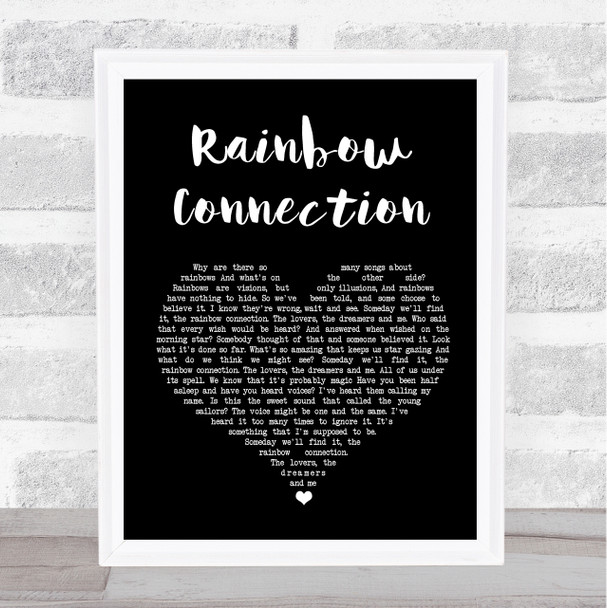 The Muppets Rainbow Connection Black Heart Song Lyric Quote Print