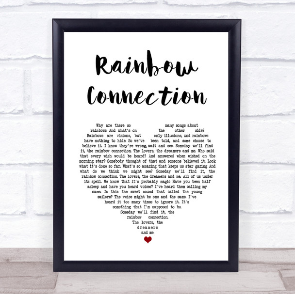 The Muppets Rainbow Connection White Heart Song Lyric Quote Print