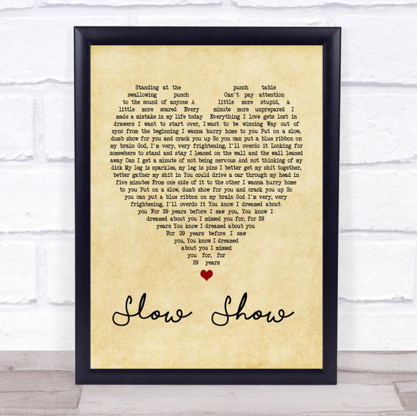 The National Slow Show Vintage Heart Song Lyric Quote Print