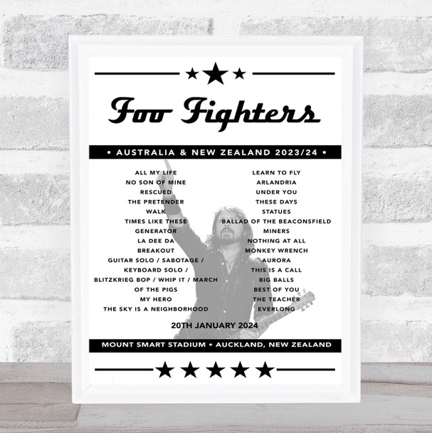 Foo Fighters - Concert Setlist Poster Print Canvas - Mount Smart Stadium, Auckland, New Zealand - January 20th 2024