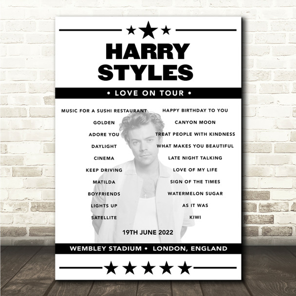 Harry Styles - Concert Setlist Poster Print Canvas - Wembley Stadium, London, England - June 19th 2022