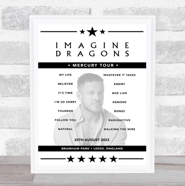 Imagine Dragons - Concert Setlist Poster Print Canvas - Bramham Park, Leeds, England - August 25th 2023