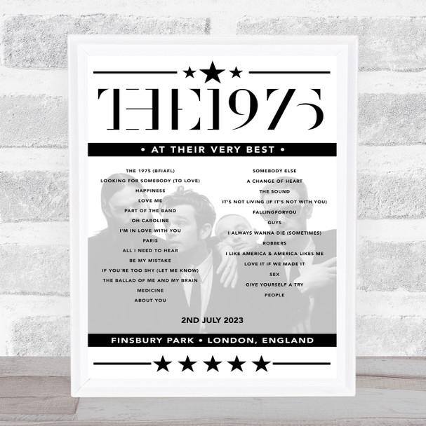 The 1975 - Concert Setlist Poster Print Canvas - Finsbury Park, London, England - July 2nd 2023