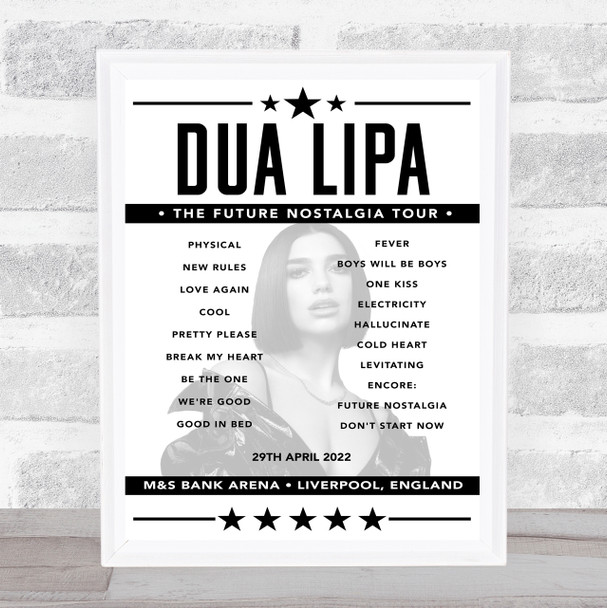 Dua Lipa Concert Setlist Poster Print Canvas - Any Date, Gig, Venue