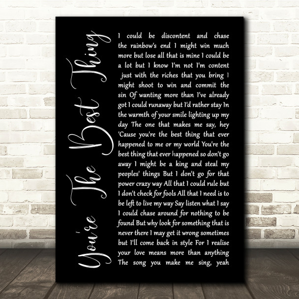 The Style Council You're The Best Thing Black Script Song Lyric Quote Print