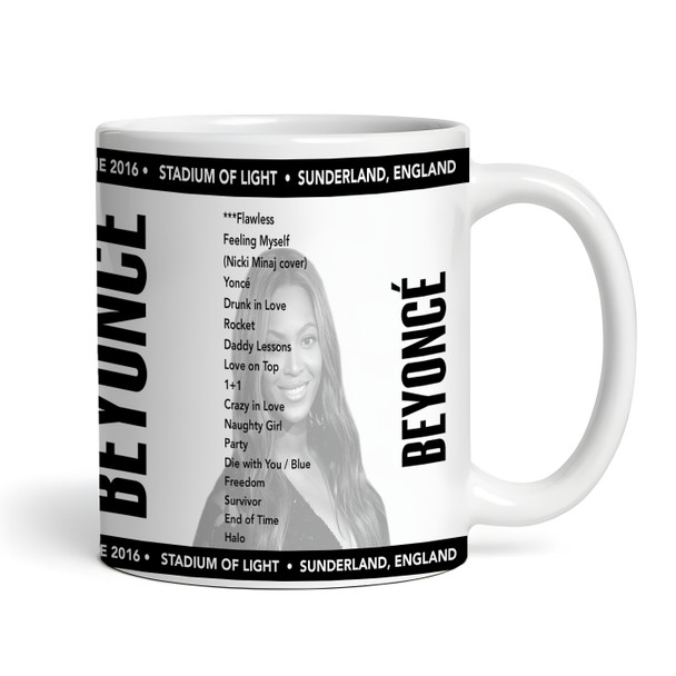 Beyonce Concert Setlist Gig Mug - Stadium of Light, Sunderland, England - June 28th 2016