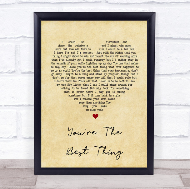 The Style Council You're The Best Thing Vintage Heart Song Lyric Quote Print